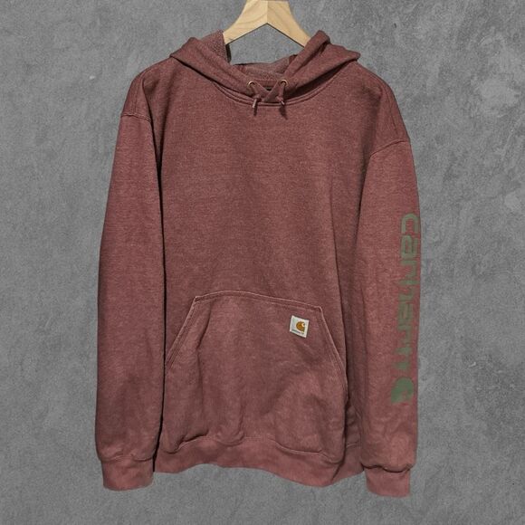 Carhartt Other - CARHARTT | Faded Red Logo Sleeve Original Fit Pullover Drawstring Hoodie Size L